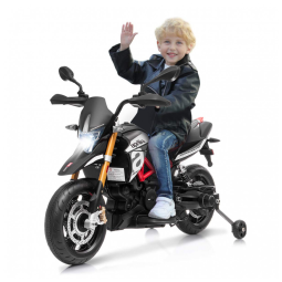 Moto Elétrica Infantil a Bateria 12V com Sons, MP3, e Luzes, Idade Rec 3 a 8 Anos, Costzon, Preto