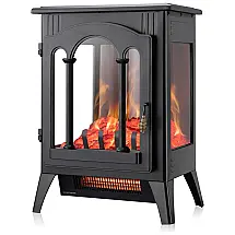 Aquecedor Lareira Elétrica Realista Portátil, 1000W, 1500W, XBEAUTY, Preto