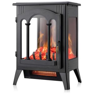 Aquecedor Lareira Elétrica Realista Portátil, 1000W, 1500W, XBEAUTY, Preto