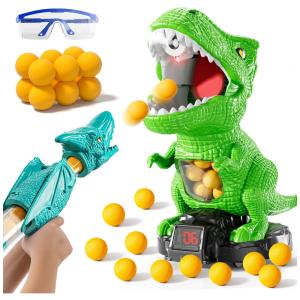 Dinossauro de Tiro JUKUDAHU Verde com Luz, Som, Placar e 12 Bolas de Espuma para Crianças 3+