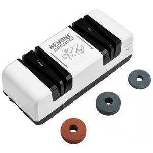 Afiador Elétrico de Facas e Tesouras com Velocidade Estável, 110v, SENONE S 601, Branco