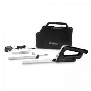 Faca Elétrica Recarregável com Lâminas em Aço Inoxidável e Estojo, 110v, WARING WEK200, Preto