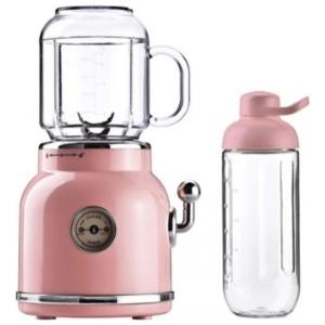 Mini Liquidificador Portátil 600mL em Aço Inoxidável com 6 Lâminas, 250W 220V, Kitchen Flower Retro, Rosa
