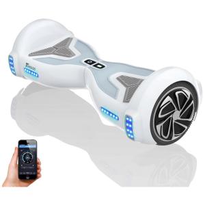 Hoverboard Off Road com Alto Falante Bluetooth, Luz LED, 220v, TOMOLOO, Branco