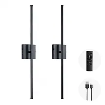 Conjunto de Luminária de Parede Sem Fio com Rotação de 360°, Controle Remoto e Bateria Recarregável via USB 110V, Morpholife 0117B, Preta
