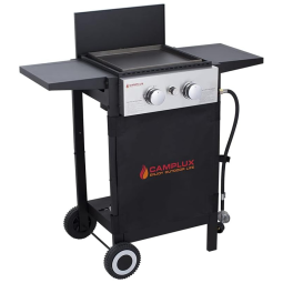 Churrasqueira a Gás 22.000 BTU com 2 Queimadores e Mesas Laterais em Aço Inoxidável, CAMPLUX ENJOY OUTDOOR LIFE FMGG302B, Preto