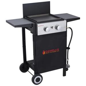 Churrasqueira a Gás 22.000 BTU com 2 Queimadores e Mesas Laterais em Aço Inoxidável, CAMPLUX ENJOY OUTDOOR LIFE FMGG302B, Preto