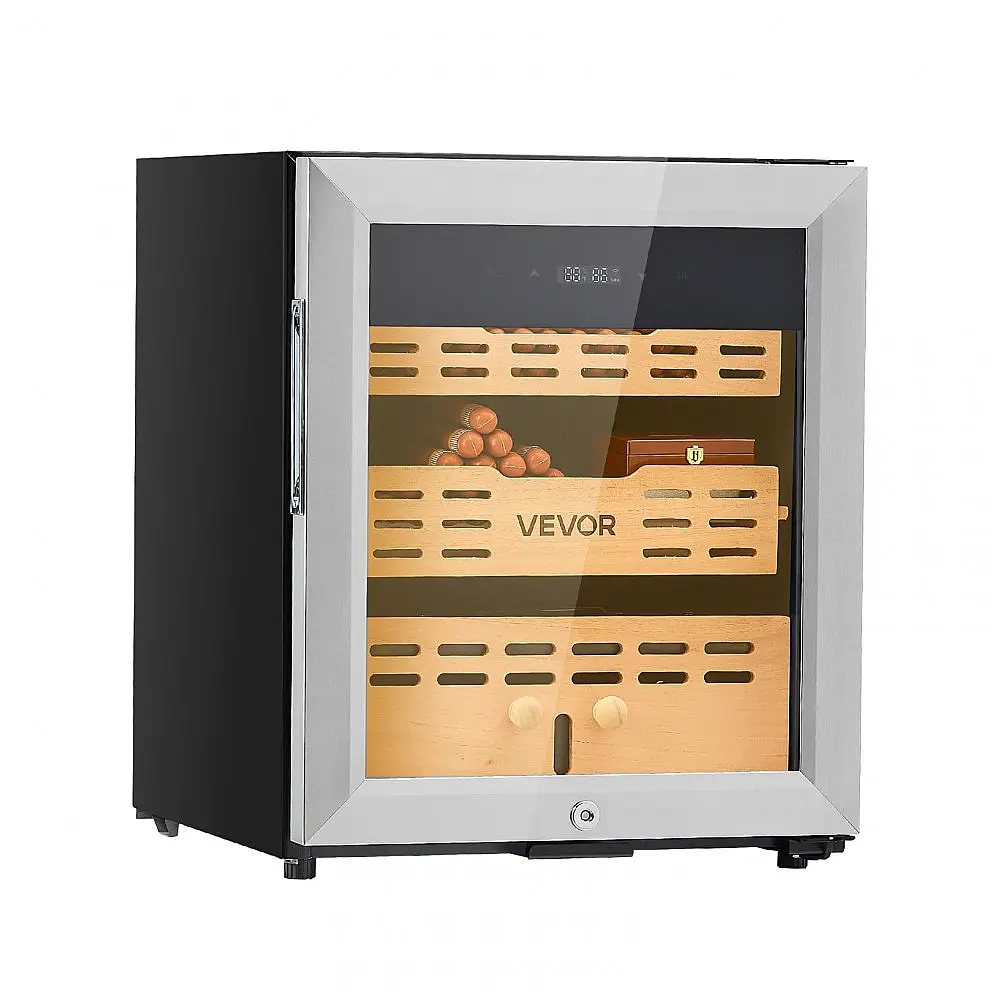 Humidor Elétrico VEVOR 50L Madeira Cedro Espanhol Controle Digital Temperatura Umidade 300 Charutos 110V