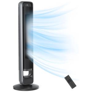 Ventilador de Torre Recarregável com 4 Modos, 12 Velocidades, Controle Remoto, 110V 60W, MIRDRED 003, Preto