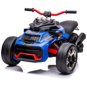 Moto Elétrica Triciclo Infantil com Pneu EVA Polimerizado de Plástico com Borracha, Luzes LED e Música, 24V, POSTACK, Azul