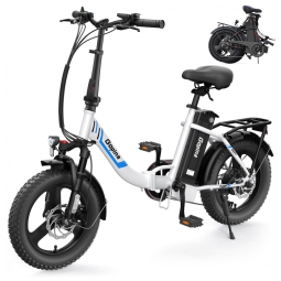 Bicicleta Elétrica Vivi Gopina UL 350W, Bateria 48V 7,8Ah, Autonomia 80 km, Quadro Degrau Baixo Dobrável, Pneus Fat 16x3.0, 7 Marchas