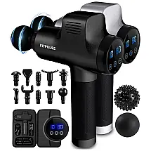 FITPULSE Massageador Pistola Elétrico Profissional Sem Fio 10 Acessórios 30 Velocidades 3200 RPM
