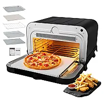 Forno de Pizza Elétrico VEVOR JG2-18H 30 cm Air Fryer Combo 8 Modos Pedra Refratária 399°C 110V