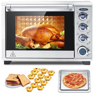 Forno Elétrico de Bancada 37 Litros 9 em 1 com Função Air Fryer, 110V 1400W, spoonlemon, Prata