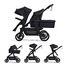 Carrinho de Bebê Momcozy ChangeGo Preto Conversível 3-em-1 Sistema de Viagem 23 Configurações