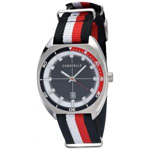 Relógio Masculino Analógico Retro de Quartzo, Nylon, CARAVELLE 43B168, Preto