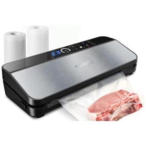 Seladora a Vácuo Automática para Alimentos Secos e Úmidos com Controle Digital e Cortador Embutido, 110V 170W, GAVASTO, Preta