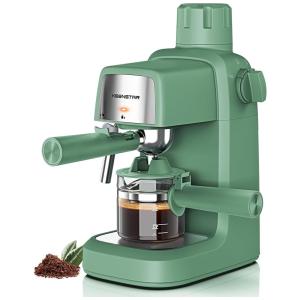 Máquina de Café em Aço Inoxidável com Bocal de Leite e Controle de Temperatura, 110V 800W, KEENSTAR, Verde