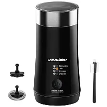 Bonsenkitchen Espumador de Leite Elétrico, Capacidade 500 mL, 110V, Preto