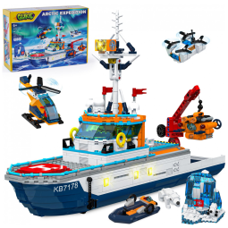 Kit STEM Navio Polar Glikid City Boat com luzes LED, helicóptero e submersível