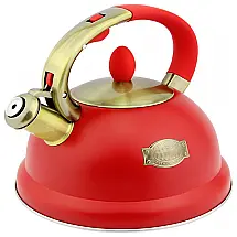 Chaleira de Chá TIMOZERO 3 Litros em Aço Inoxidável com Apito e Alça Ergonómica, Vermelha