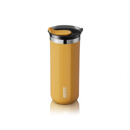 Copo para Café 435 mL Isolado a Vácuo Aço Inox Duplo com Tampa, Âmbar, WACACO Octaroma, Dourado