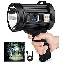 Lanterna LED Recarregável, 12 Horas de Ação e 90.000 Lúmens, LBE, Preta