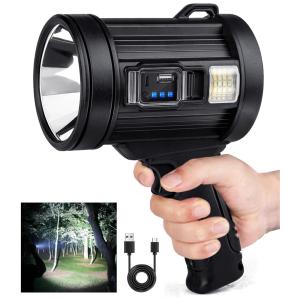 Lanterna LED Recarregável, 12 Horas de Ação e 90.000 Lúmens, LBE, Preta