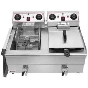 Fritadeira Elétrica Profissional 16L em Aço Inoxidável, 3000W 110V, ZOKOP EH102V, MengK, Prata