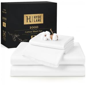 Conjunto de Lençóis em 100% Algodão de 1000 Fios, Tamanho California King, Luxo e Conforto para Sua Cama, Hyde Lane, Branco