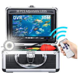 Ok Câmera de Pesca Subaquática Portátil à Prova d com Monitor, Luzes Infravermelhas, Cabo 30 M e Cartão SD de 16GB, OKK, Preto