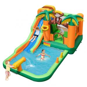 Parque Aquático Inflável BOUNTECH, Parque Aquático Infantil com Escorregador Longo, Piscina Grande, Diversão Molhada e Seca para Casa