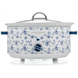 Panela Elétrica Slow Cooker Laura Ashley 6,4L Inox Branco com Estampa Floral 3 Temperaturas Cuba Cerâmica VQ-SLWC6L-LACR-US 110V