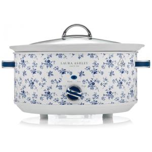 Panela Elétrica Slow Cooker Laura Ashley 6,4L Inox Branco com Estampa Floral 3 Temperaturas Cuba Cerâmica VQ-SLWC6L-LACR-US 110V