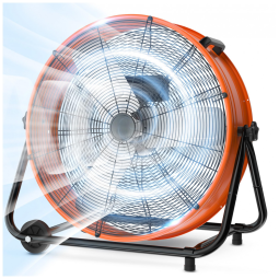 Ventilador Industrial de Tambor LifePlus 61 cm Laranja, Alta Velocidade 8900 CFM, 3 Velocidades, Inclinação Ajustável 360°