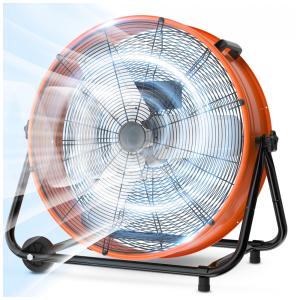 Ventilador Industrial de Tambor LifePlus 61 cm Laranja, Alta Velocidade 8900 CFM, 3 Velocidades, Inclinação Ajustável 360°