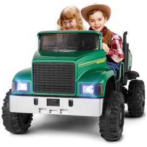 Caminhão Elétrico Infantil 2 Assentos com 3 Velocidades e Bluetooth, 24V, JOYLDIAS, Verde