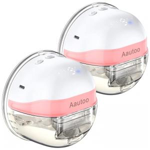 Bomba Tira Leite Dupla Recarregável Portátil com 4 Modos e 21 Níveis de Sucção, AAUTOO, Rosa