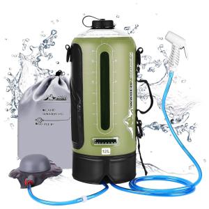 Chuveiro Portátil 12L com Bomba a Pressão e Mangueira para Acampamento, WADEO, Verde