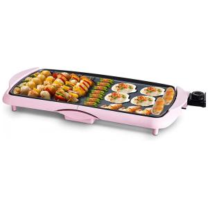 Grill Elétrico Antiaderente serve até 6 Porções, 110V, Nozaya, Rosa