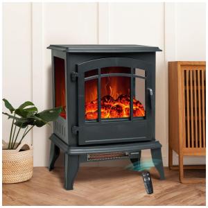 Lareira Elétrica com Chamas 3D Ajustável, 110v, C HOPETREE CHTEFSTJ16A, Preto