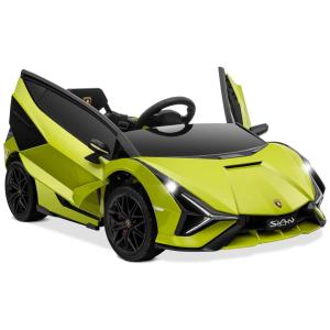 Kidzone Carro, Carrinho Lamborghini Elétrico Infantil a Bateria 12V 1 Assento com 3 Velocidades Luz LED e Suspensão de Mola, Verde