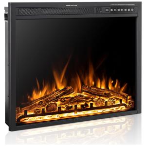 Lareira Elétrica Xbeauty de Embutir A59x71L com Controle Remoto Chama Ajustável e Luz de LED 3D, 110V, 1500W, Preto