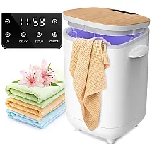 Aquecedor de Toalha Elétrico com Lâmpada UV, Visor LED, Temporizador de Atraso e Temperatura Ajustável, 110V, DEPFALL, Branco e Marrom
