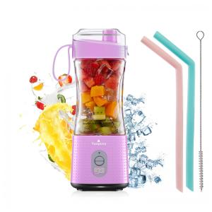 Mini Liquidificador Portátil 380mL com Carregamento USB, 250W, 110v, VAEQOZVA, Rosa