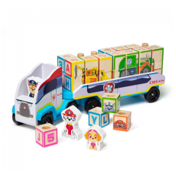 Caminhão de Bloco ABC de Madeira, Tema Patrulha Canina com 33 Peças para Crianças Acima de 3 Anos, Melissa & Doug