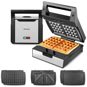 Máquina de Waffle REDMOND, 4 Fatias, Aço Inoxidável, Preto 110V