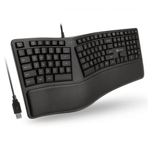 Teclado Ergonômico Dividido com Fio Recarregável Reduz a Tensão das Mãos com Teclas Programáveis, X9 PERFORMANCE X9ERGOKEY, Preto