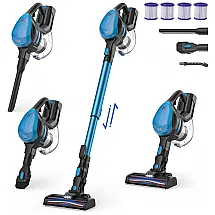 Aspirador de Pó sem Fio 6 em 1 com 4 Filtros, Bateria Removível, 35 Minutos de Ação, 110V TMA T180, Azul
