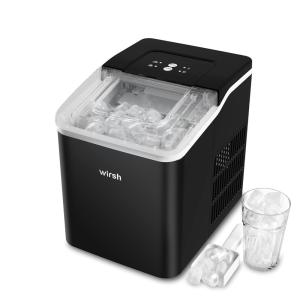 Máquina de gelo portátil Wirsh Ice Maker com função de auto limpeza, máquina de gelo de bancada com indicador LED, faça 26 libras de gelo em